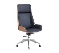 Home Heavenly®Silla de Escritorio Imperio - Diseño Ergonómico con Reposabrazos y Reposapiés Ajustables, Ideal para Oficina o Estudio structura en Madera con Acolchado en ecopiel en Negro