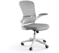 Home Heavenly Silla escritorio giratoria elevable reposabrazos abatibles gris