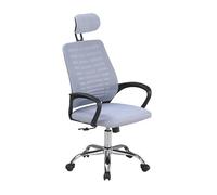 Home Heavenly® Silla Oficina Queny 111-122x59x52 cm - Giratoria Regulable Patas Metálicas Respaldo Ergonómico, Reposacabezas y Brazos, Tapizada en Tela Transpirable para Estudio o Trabajo Color Gris