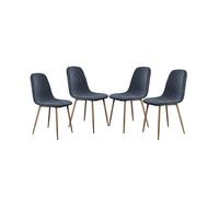 Home Heavenly®- Sillas Comedor salón SUIZ Pack de 4 sillas tapizadas de Estilo nordico en colór Azul Oscuro Patas metalicas colór Roble