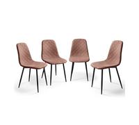 Home Heavenly®- Sillas Comedor salón SUIZ Pack de 4 sillas tapizadas de Estilo nordico en colór Terracota Patas metalicas Negra