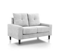 Home Heavenly®- Sofá Brooklyn. Conjunto Sofás de salón de 3 y 2 plazas. Tapizado Color Gris Claro Patas Negras. (Sofá 2 plazas)