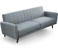 Home Heavenly®- Sofá Cama Axel. Sofá 3 plazas con Sistema Apertura de Libro o Clic Clac. Tapizado en Tela Antimanchas. Patas Negras. (Gris Claro)