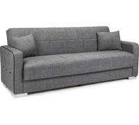 Home Heavenly Sofá cama de 3 plazas tapizado en tela gris con arcón oculto