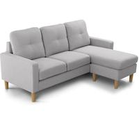 Home Heavenly Sofá chaise longue con puff reversible estilo nordico en gris