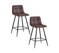 Home Heavenly® Taburete Alto DIO - Pack de 2 Taburetes de Cocina-Bar con Asiento Acolchado en Tela, Respaldo Alto y Patas Metálicas Asiento 66 cm Color Marrón