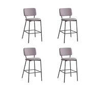 Home Heavenly® Taburete Alto Ned - Pack de 4 Taburetes Cocina Altos con Respaldo Curvado, Tapizado Antimanchas Gris Claro, Patas Metálicas Negra