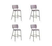 Home Heavenly® Taburete Alto Ned - Pack de 4 Taburetes Cocina Altos con Respaldo Curvado, Tapizado Antimanchas Gris Claro, Patas Metálicas Crema