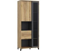 Home Heavenly Vitrina alta 198x80 cm estilo industrial roble veteado y gris