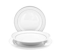 HOME Helena Servicio de Platos con Forma de ala, Porcelana, Color Blanco, 18