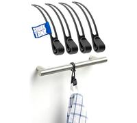 Home Hook Toallero sin taladrar ni pegar (4 unidades) - para todo el hogar, el gancho es tu nuevo organizador de baño y cocina, regalo de inauguración, soporta 10 kg, 4 ganchos negros