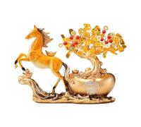 Home Horse Figurine - Money Tree Horse Sculpture, Chinese New Year Decorative Statue, Handcrafted Artisan Ornament, Collectible Decorative Artwork | Bookcase Window Sill Arrangement, Bookshelf Cabinet
