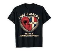 Home In Albania Heart In Dominican Republic Albanian Roots Camiseta