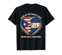Home in Puerto Rico Heart in El Salvador Salvadoran Roots Camiseta