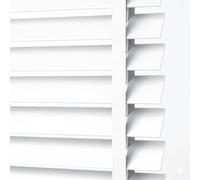 Home In Style 4U Persianas venecianas de madera sintética para ventana, persianas venecianas de fácil ajuste, seguras para niños, cortables, listones de 50 mm con riel de aluminio (blanco con cinta