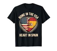 Home In The USA Heart In Spain Flag Spanish Roots American Camiseta