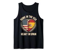 Home In The USA Heart In Spain Flag Spanish Roots American Camiseta sin Mangas