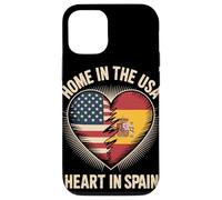 Home In The USA Heart In Spain Flag Spanish Roots American Carcasa para iPhone 12/12 Pro