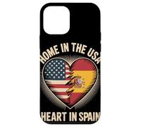 Home In The USA Heart In Spain Flag Spanish Roots American Carcasa para iPhone 12 Mini