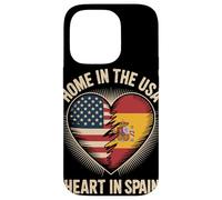 Home In The USA Heart In Spain Flag Spanish Roots American Carcasa para iPhone 14 Pro