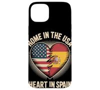 Home In The USA Heart In Spain Flag Spanish Roots American Carcasa para iPhone 15 Plus