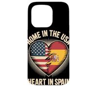 Home In The USA Heart In Spain Flag Spanish Roots American Carcasa para iPhone 15 Pro