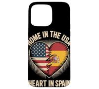 Home In The USA Heart In Spain Flag Spanish Roots American Carcasa para iPhone 15 Pro MAX
