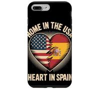 Home In The USA Heart In Spain Flag Spanish Roots American Carcasa para iPhone 7 Plus/8 Plus