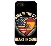 Home In The USA Heart In Spain Flag Spanish Roots American Carcasa para iPhone SE (2020) / 7/8