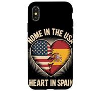 Home In The USA Heart In Spain Flag Spanish Roots American Carcasa para iPhone X/XS