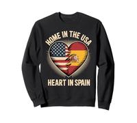 Home In The USA Heart In Spain Flag Spanish Roots American Sudadera