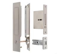 Home Interior Do Pocket Door Handle Plus Hidden Sliding Door Lock Set Zinc Alloy Spacessaving Push Spring for Mechanism (Plata)