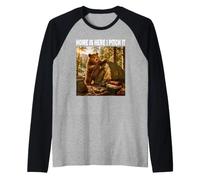 Home is Here I Pitch It Oso de Camping Aventura al Aire Camiseta Manga Raglan