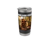 Home is here I Pitch It Oso de camping Aventura al aire Vaso térmico de acero inoxidable de doble pared