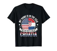 Home Is In The USA My Roots Are In Croacia Flag Camiseta