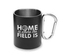 Home is Where The Field is Ball Game - Taza de metal con asa de mosquetón, taza de camping