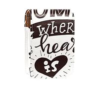 Home Is Where the Heart Is - Estuche portátil para pintalabios para viajes, mini caja de almacenamiento de lápiz labial con espejo para mujeres y mujeres, bolsa de cosméticos de cuero, Varios colores, 9.5x2x7 cm/3.7x0.8x2.7 in