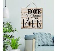 Home Is Where The Love Is Country - Letreros de decoración de pared inspiradores de madera, arte de pared, placa de madera, decoración del hogar para despensa interior, 12 x 12 pulgadas