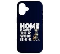 Home Is Where The Woof Is Lurcher Dog Funny Dogs Amante Carcasa para iPhone 16