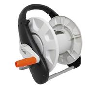 HOME It® Carrete de manguera de jardín, 1/2", 50 m, color negro/naranja/blanco, 50 m, para guardar la manguera de jardín