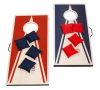 HOME It Play - Juego de Cornhole con Bolsas de Lanzamiento - 2 Tablas + 8 Bolsas - Juego de Exterior Compacto con Asas - Ideal para jardín y Playa Camping