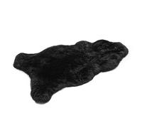 HOME LAMB Alfombra Piel de Cordero Negro 110-120 cm - Alfombra Piel de Oveja Natural - Suave Alfombras de Habitacion - Esponjosa Alfombra Salon - Alfombra Dormitorio