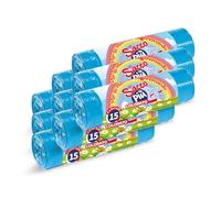 HOME LINE - 135 bolsas de basura de 40 litros - 55 x 65 cm, antiolores con asas para tirar y cerrar | Bolsas de basura para recogida selectiva - Antigoteo, ultrarresistentes, color azul