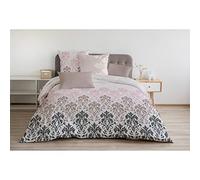 Home Linge Passion - Funda nórdica (3 Piezas, 100% algodón, 57 Hilos, 2 Personas, 220 x 240 cm), Color marrón Oscuro y Rosa