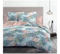 Home Linge Passion | Funda nórdica - 3 Piezas | 100% algodón - 57 Hilos | 2 Personas - 240 x 260 cm | Amazonie Pastel