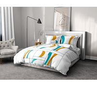 Home Linge Passion Funda nórdica de 3 Piezas | 100% algodón - 57 Hilos | 2 Personas - 220 x 240 cm | Atoll Turquesa-Naranja