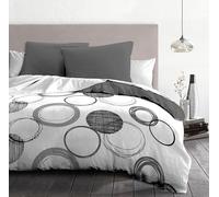 Home Linge Passion Funda nordica de Microfibra Audace - 1 Funda nordica 220 x 240 cm + 2 Fundas de Almohada 63 x 63 cm - Gris Claro