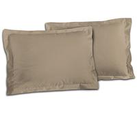 Home Linge Passion Juego de 2 Fundas de Almohada, Algodón, Beige Fonce, Individual, 50 x 70 cm, 2