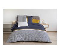 HOME LINGE PASSION - Juego de edredón de 240 x 260 cm, 100% algodón, 57 Hilos, Funda + 2 Fundas de Almohada, diseño de Tilt Azul Marino