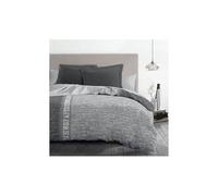 Home Linge Passion Juego de edredón de Microfibra Newspaper, 1 Funda nórdica de 220 x 240 cm y 2 Fundas de Almohada de 63 x 63 cm, Color Gris